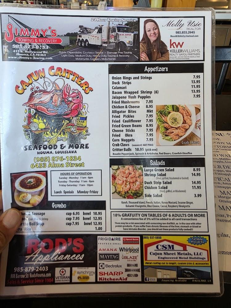 Cajun Critters Menu image 1